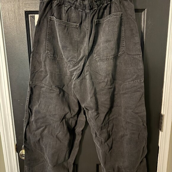 NWT Free People Drawstring Waist Barrel Jeans Black Large - Picture 4 of 7